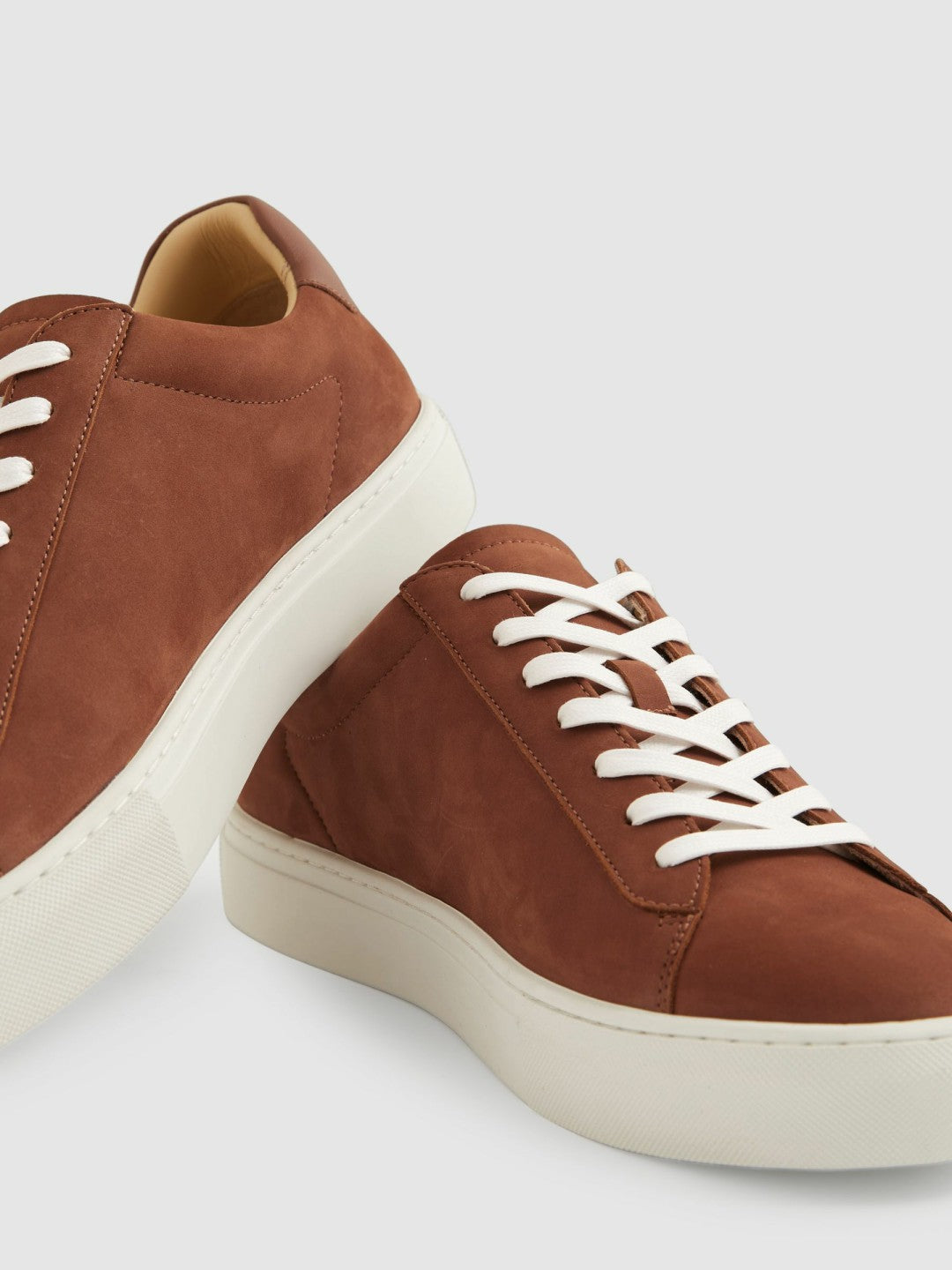 Nubuck Leather Low-Top Trainers Brickwood Red | Men