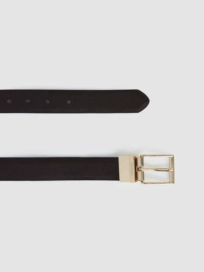 Reversible Leather Belt with Interchangeable Buckle Black/Brown | Men