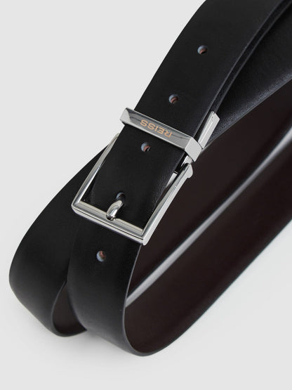 Reversible Leather Belt with Interchangeable Buckle Black/Brown | Men