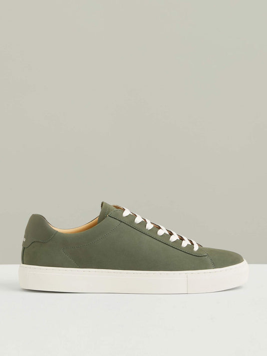 Nubuck Leather Low-Top Trainers Thyme Green | Men