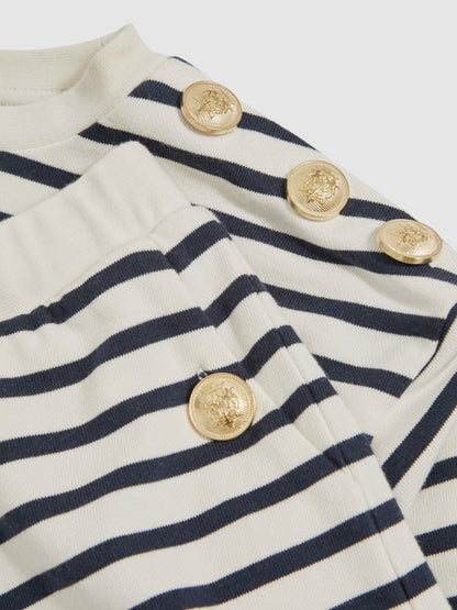 13-14 yrs Stripe Sweatshirt and Shorts Set Cotton-Blend Navy/Ivory | Children & Baby
