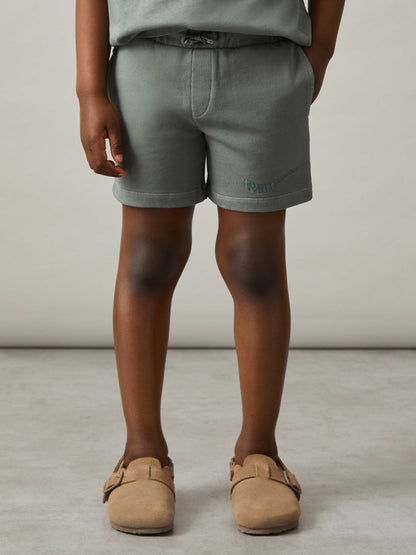 9-13 yrs Cotton Brand-Embroidered Shorts Washed Sage | Children & Baby