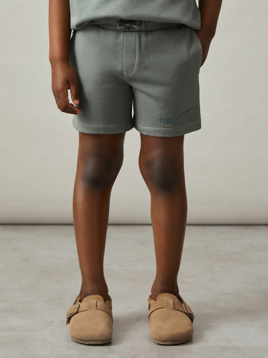 9-13 yrs Cotton Brand-Embroidered Shorts Washed Sage | Children & Baby
