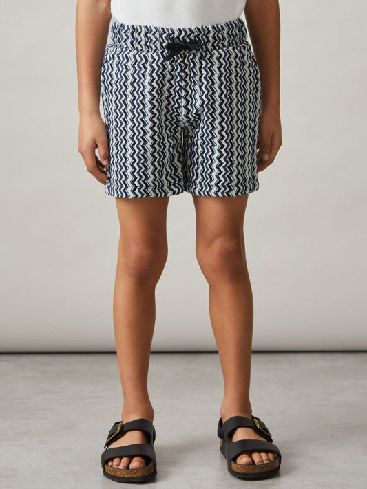 9-13 yrs Zig-Zag Knit Drawstring Shorts Blue | Children & Baby