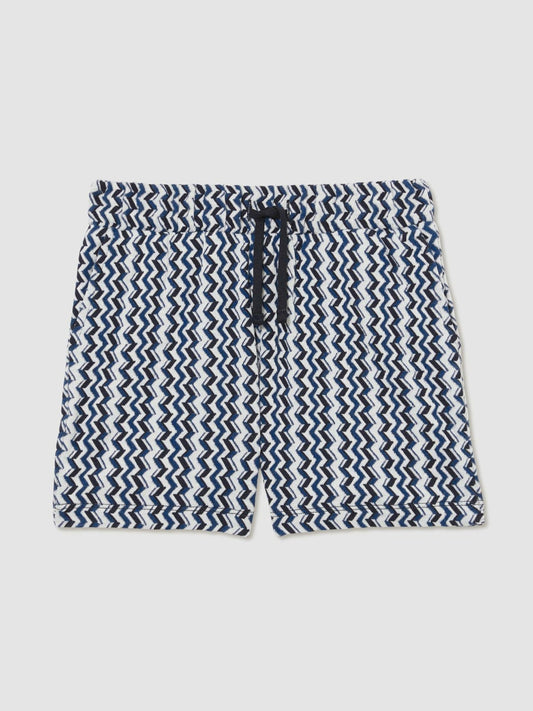 9-13 yrs Zig-Zag Knit Drawstring Shorts Blue | Children & Baby