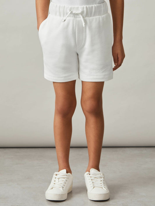 9-13 yrs Cotton Brand-Embroidered Shorts Off White | Children & Baby