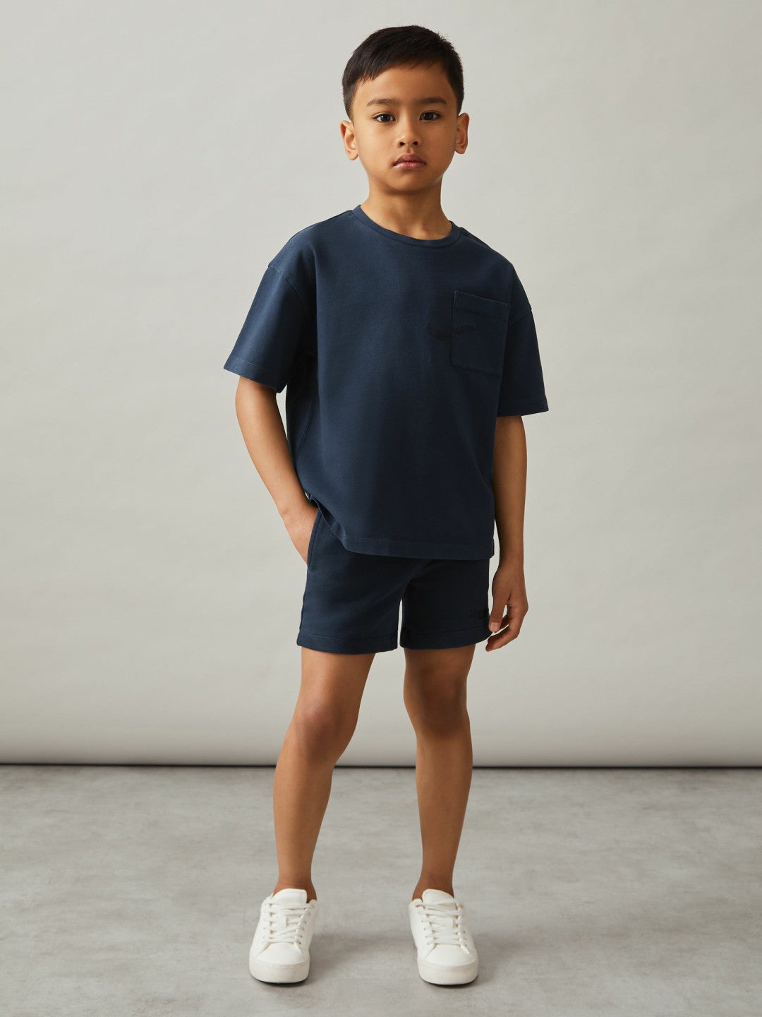 13-14 yrs Cotton Palm-Embroidery Oversize T-Shirt Washed Navy | Children & Baby
