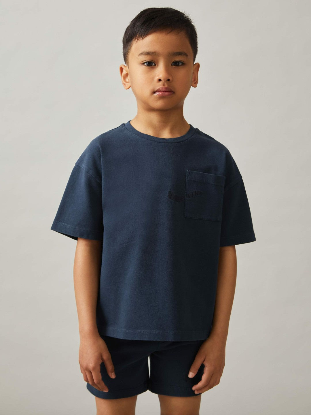 13-14 yrs Cotton Palm-Embroidery Oversize T-Shirt Washed Navy | Children & Baby