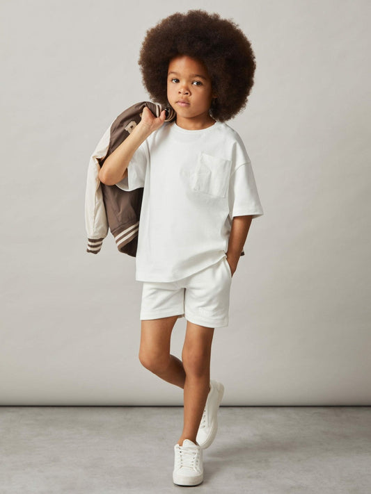 3-9 yrs Cotton Brand-Embroidered Shorts Off White | Children & Baby