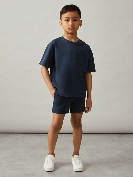 3-9 yrs Cotton Palm-Embroidery Oversize T-Shirt Washed Navy | Children & Baby