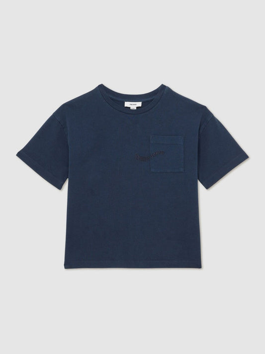 3-9 yrs Cotton Palm-Embroidery Oversize T-Shirt Washed Navy | Children & Baby