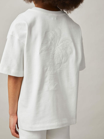 9-13 yrs Cotton Palm-Embroidery Oversize T-Shirt Off White | Children & Baby