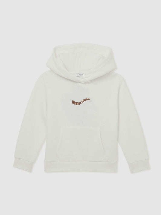 13-14 yrs Cotton-Blend Palm-Embroidered Hoodie Off White | Children & Baby