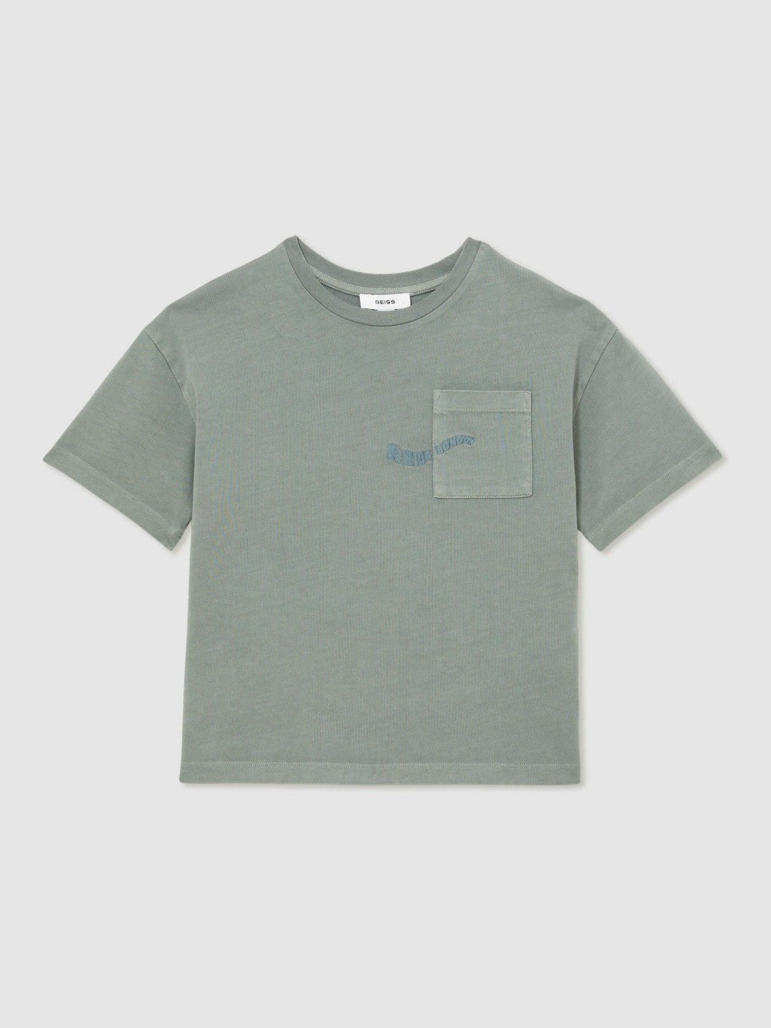 9-13 yrs Cotton Palm-Embroidery Oversize T-Shirt Washed Sage | Children & Baby