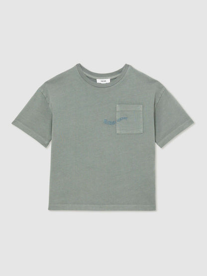 9-13 yrs Cotton Palm-Embroidery Oversize T-Shirt Washed Sage | Children & Baby