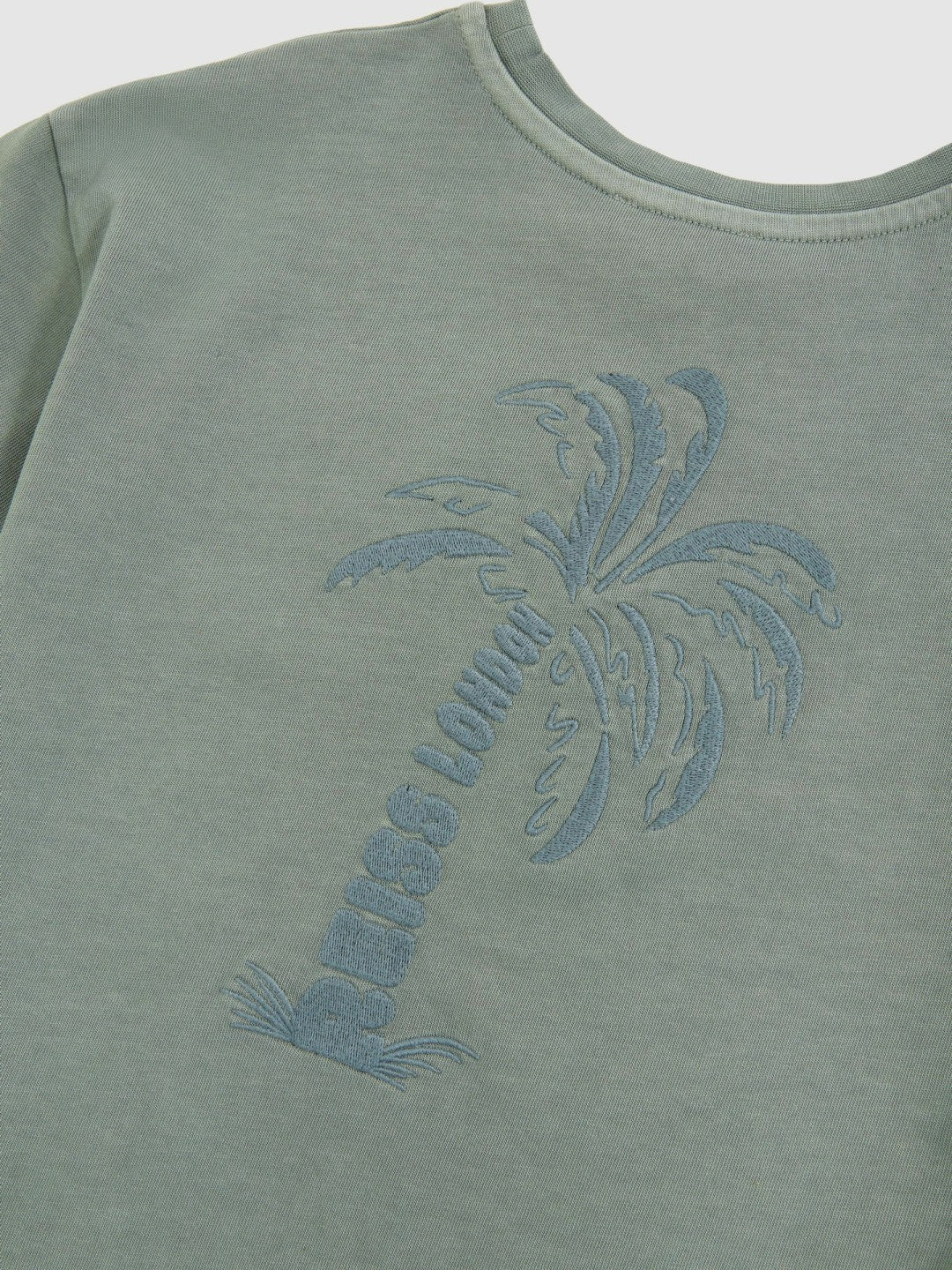 9-13 yrs Cotton Palm-Embroidery Oversize T-Shirt Washed Sage | Children & Baby