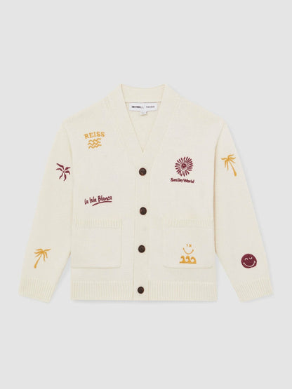 4-9 yrs SmileyWorld Embroidery Cardigan Unisex Fit Off White | Children & Baby