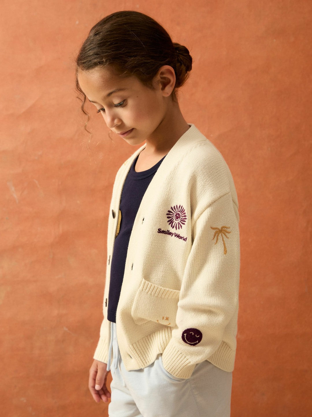 4-9 yrs SmileyWorld Embroidery Cardigan Unisex Fit Off White | Children & Baby