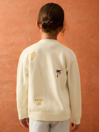 4-9 yrs SmileyWorld Embroidery Cardigan Unisex Fit Off White | Children & Baby