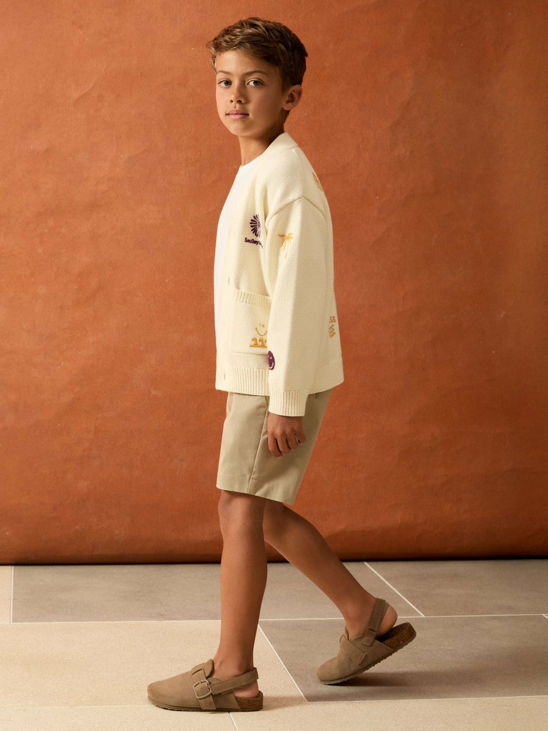 4-9 yrs SmileyWorld Embroidery Cardigan Unisex Fit Off White | Children & Baby
