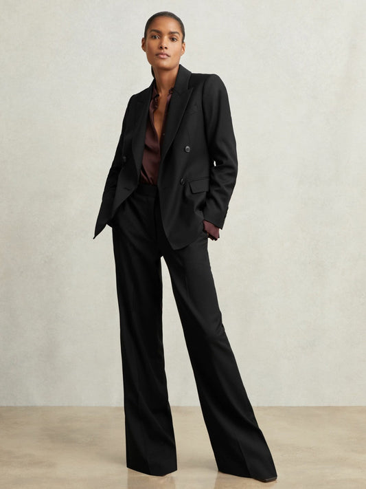 Wool-Blend Wide-Leg Suit Trousers Black | Women