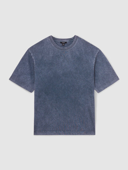 Cotton Garment-Dyed Oversize T-Shirt Indigo Blue | Men