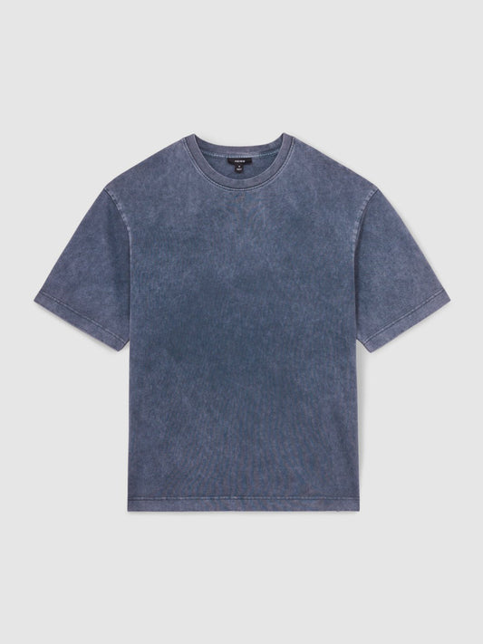 Cotton Garment-Dyed Oversize T-Shirt Indigo Blue | Men