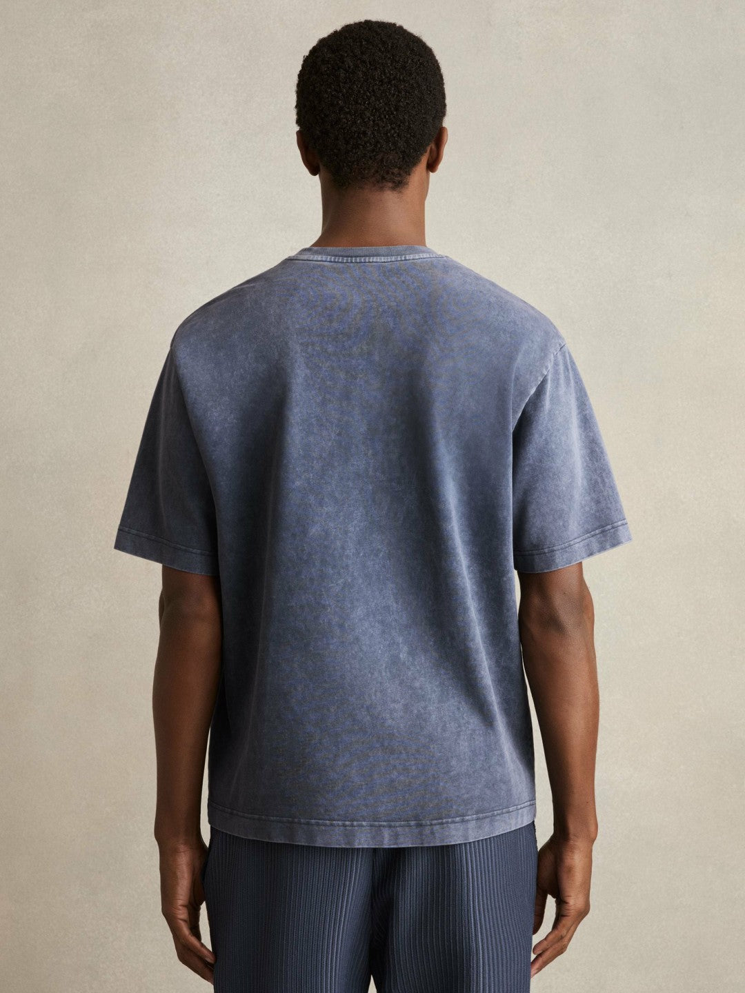 Cotton Garment-Dyed Oversize T-Shirt Indigo Blue | Men