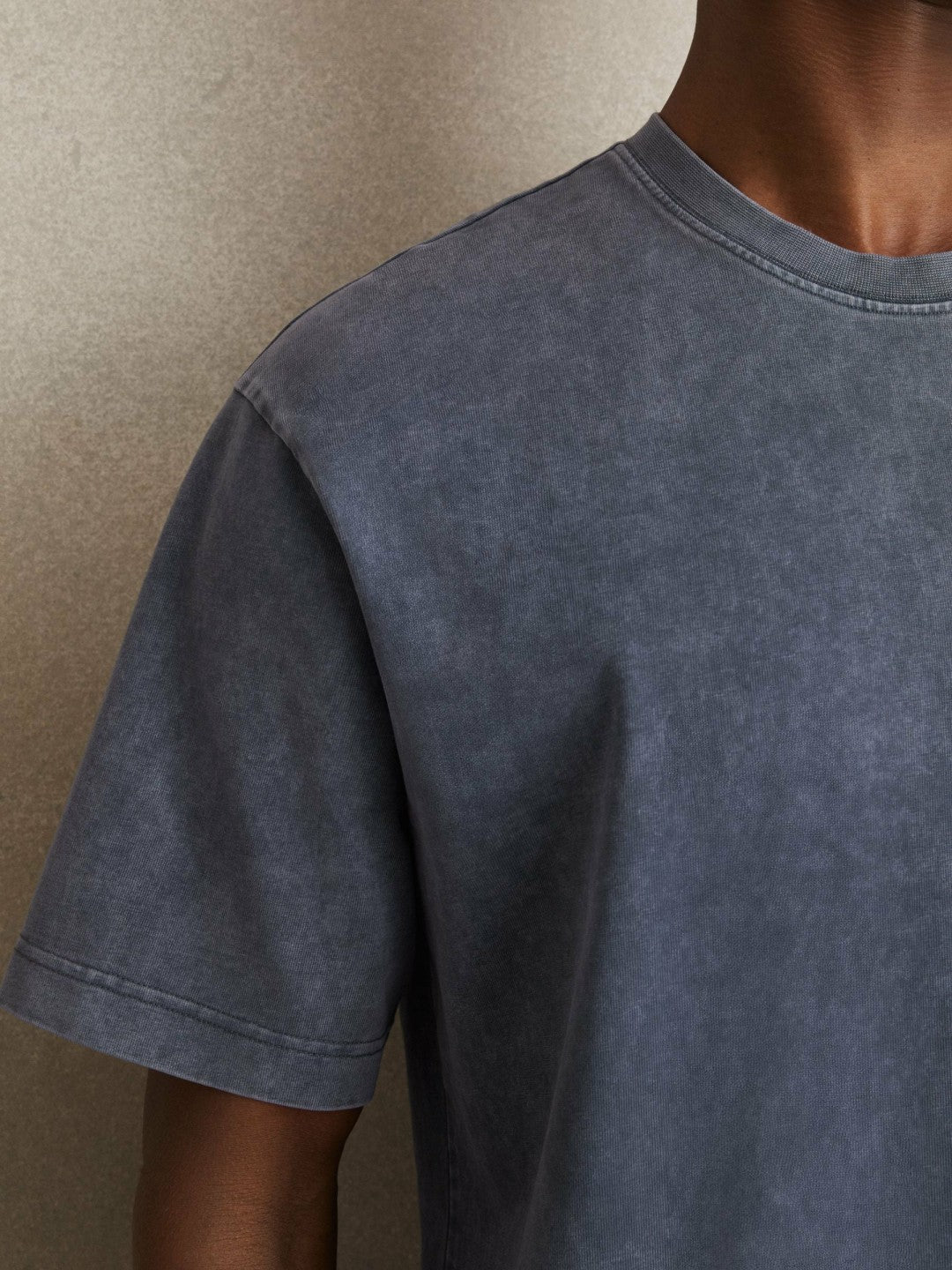 Cotton Garment-Dyed Oversize T-Shirt Indigo Blue | Men