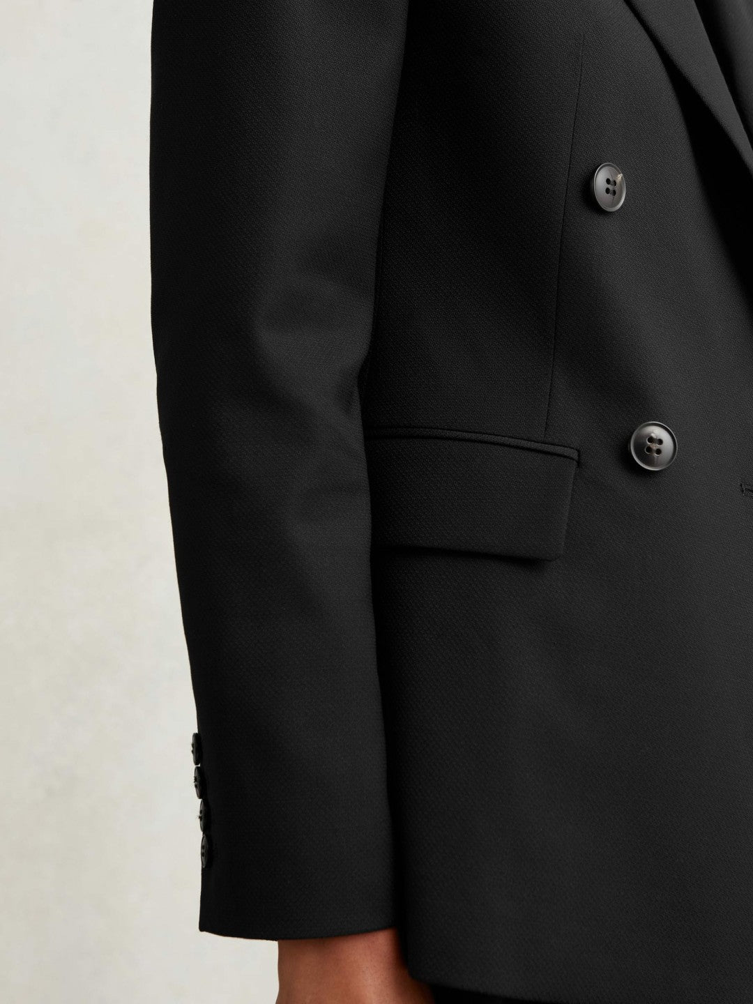 Wool Blend Double Breasted Suit Blazer Black | Women