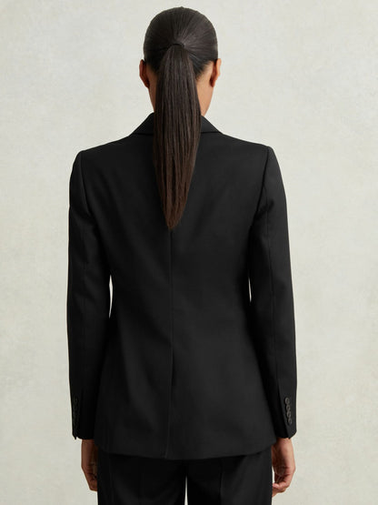 Wool Blend Double Breasted Suit Blazer Black | Women