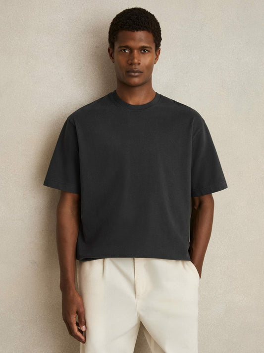Cotton Garment-Dyed Oversize T-Shirt Washed Black | Men