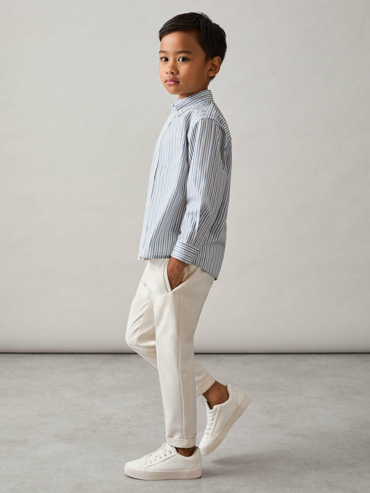 3-9 yrs Cotton-Poplin Striped Oversize Shirt Blue/White | Children & Baby