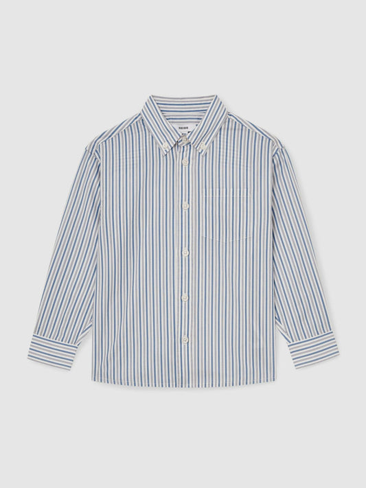 3-9 yrs Cotton-Poplin Striped Oversize Shirt Blue/White | Children & Baby