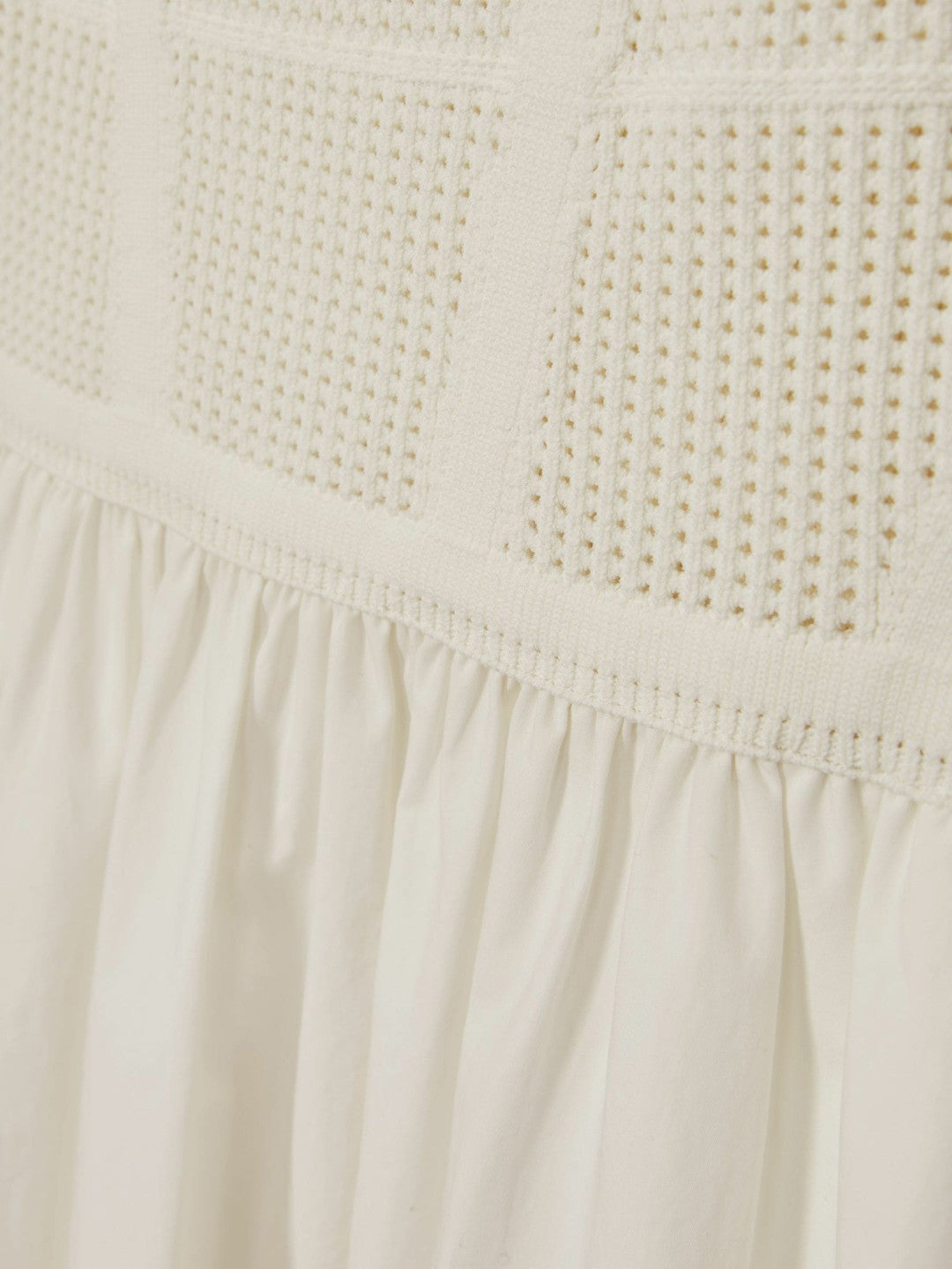Perforated-Knit Cotton-Skirt Midi Dress Ivory | Women