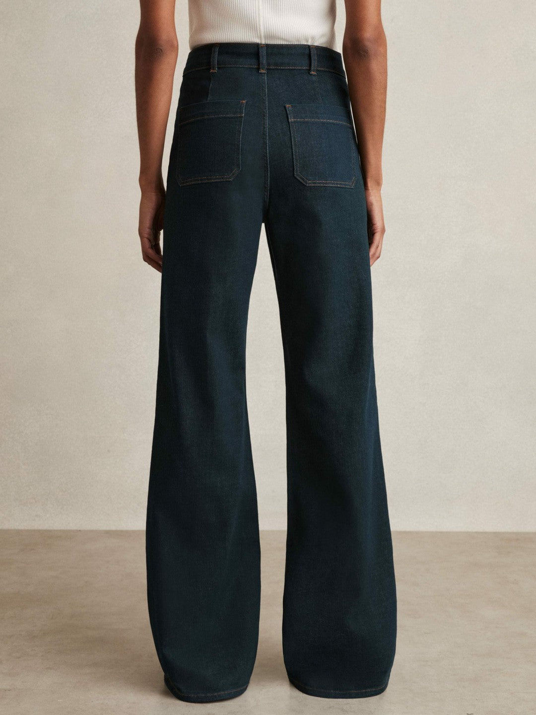 Petite Patch-Pocket Flared Jeans Dark Blue | Women