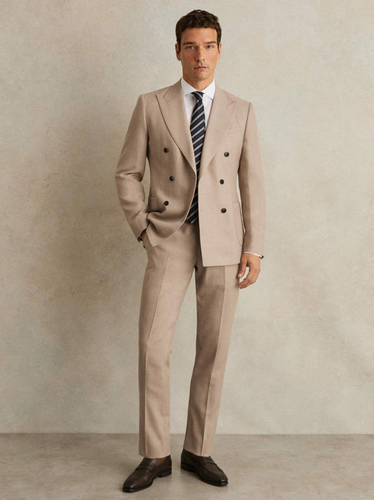 Wool-Blend Slim-Fit Suit Trousers Oatmeal Brown | Men