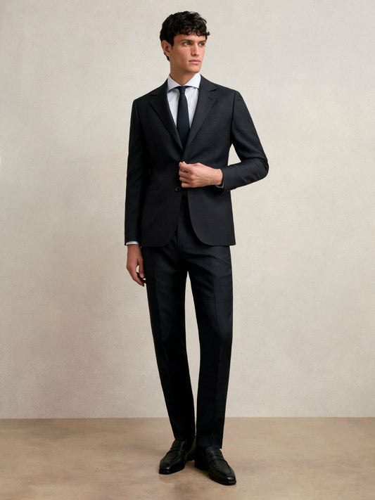 Wool Check Slim-Fit Suit Trousers Navy | Men