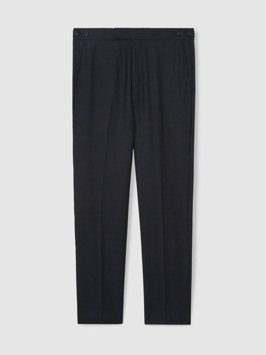 Wool Check Slim-Fit Suit Trousers Navy | Men