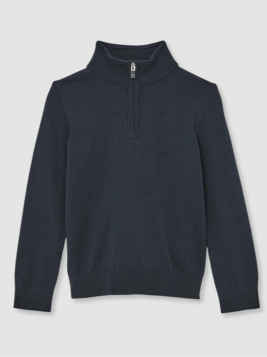3-9 yrs Merino Wool Half-Zip Funnel Neck Jumper Midnight Navy | Children & Baby