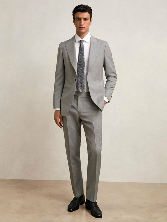Slim-Fit Wool Suit Trousers Mid Grey | Men