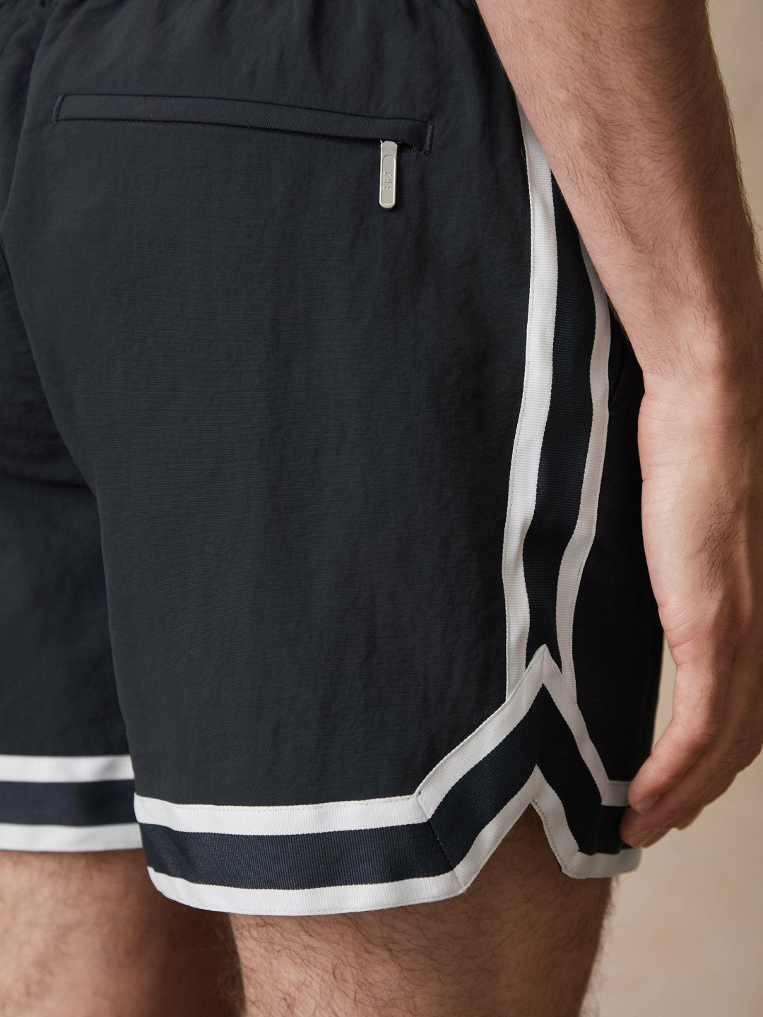 | Ché Stripe-Trim Swim Shorts Navy | Men