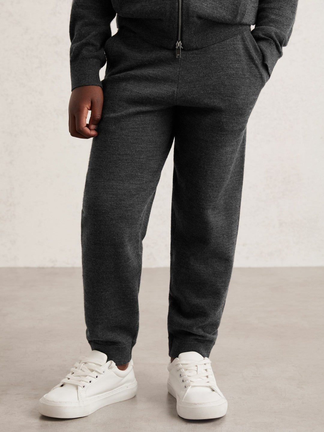 3-9 yrs Merino Wool Cuffed Joggers Derby Grey Melange | Children & Baby
