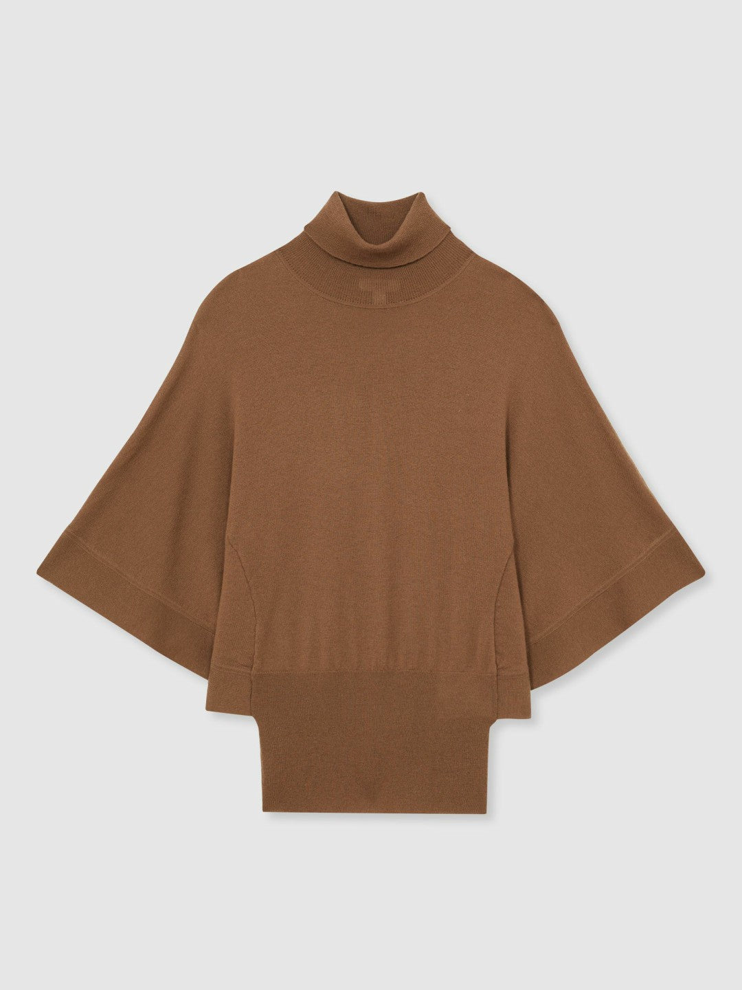 Merino Wool Batwing Roll-Neck Jumper Tan | Women