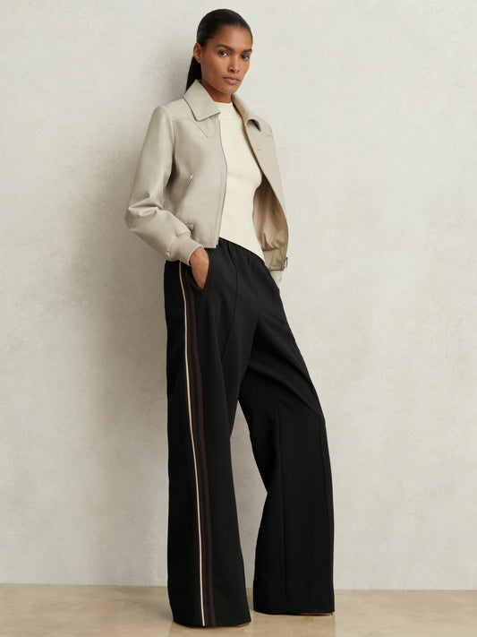 Side-Stripe Wide-Leg Trousers Black | Women