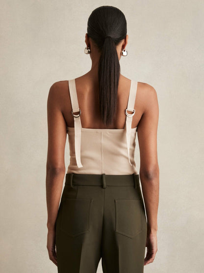 Stretch-Cotton D-Ring Strap Vest Neutral | Women