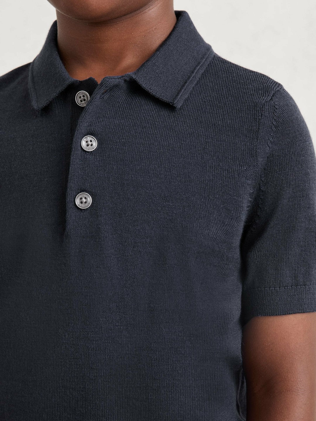 9-13 yrs Merino Wool Short Sleeve Polo Shirt Midnight Navy | Children & Baby