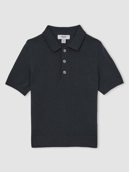 9-13 yrs Merino Wool Short Sleeve Polo Shirt Midnight Navy | Children & Baby