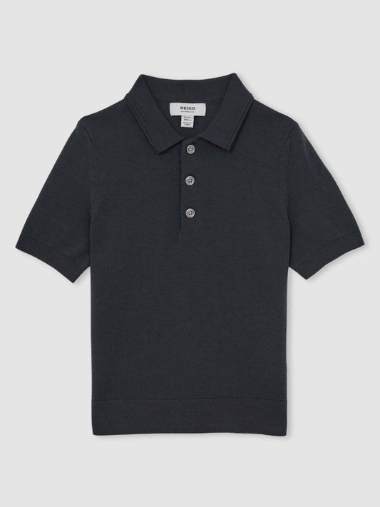 9-13 yrs Merino Wool Short Sleeve Polo Shirt Midnight Navy | Children & Baby