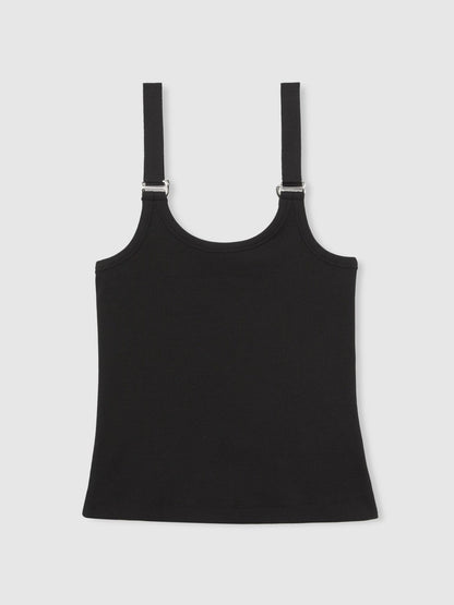 Stretch-Cotton D-Ring Strap Vest Black | Women